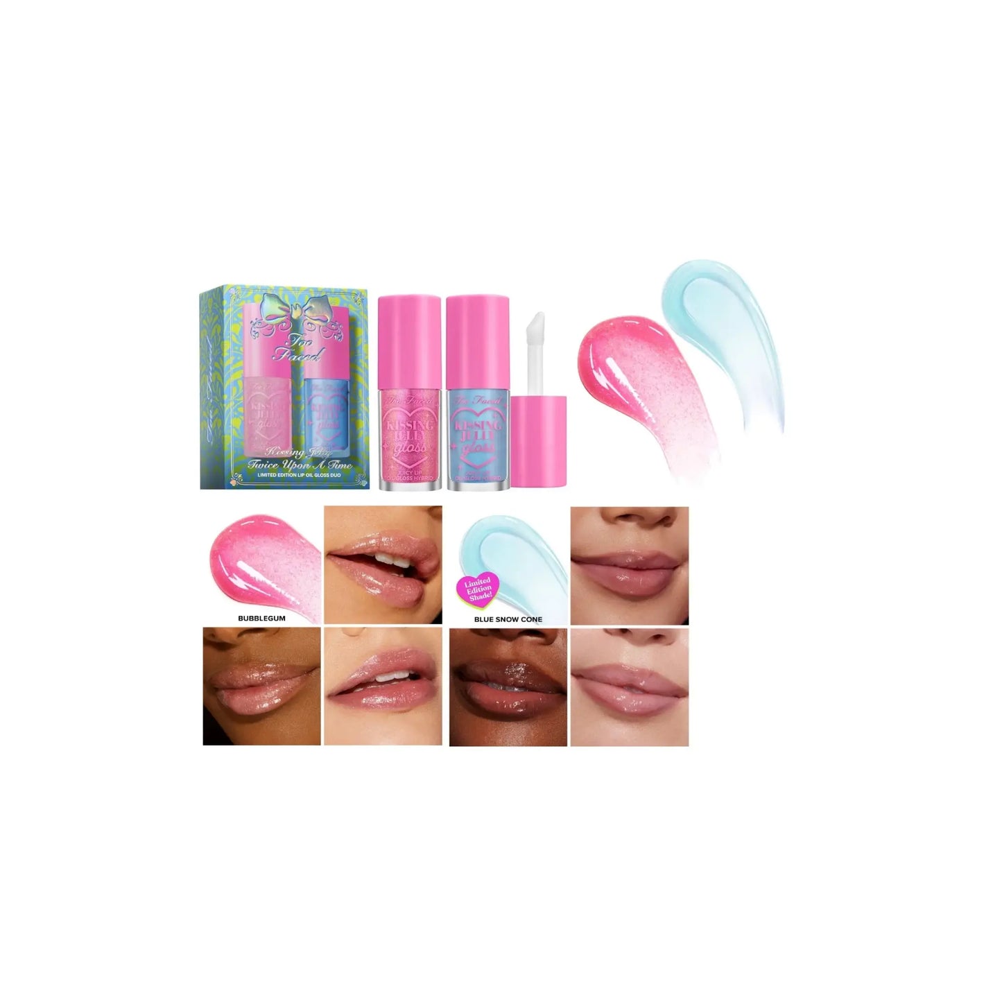 Too Faced Kissing Jelly Twice Upon A Time ( Lip Oil Gloss Duo ) Too Faced